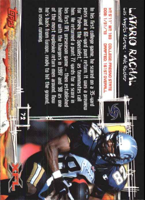 2001 Topps XFL Football Cards - Picture 75 of 107