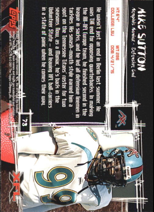 B2099- 2001 Topps XFL Football Cards 1-100 +Inserts -You Pick- 15+ FREE US SHIP - Picture 143 of 195