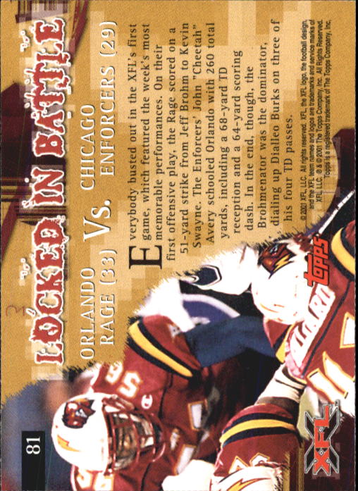 2001 Topps XFL Football Cards - Picture 83 of 107