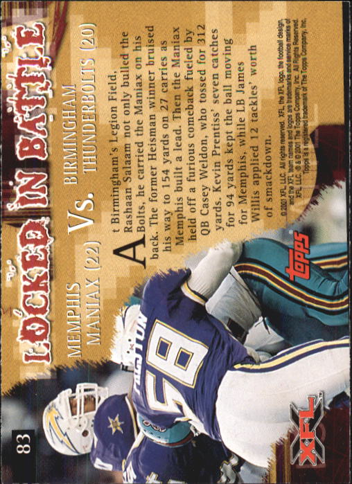2001 Topps XFL Football Cards - Picture 85 of 107