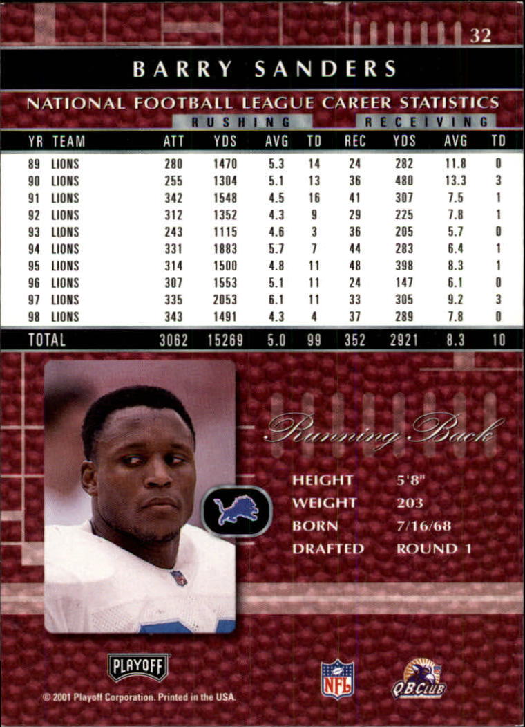 2001 Absolute Memorabilia (Playoff) Football Cards - Picture 15 of 92
