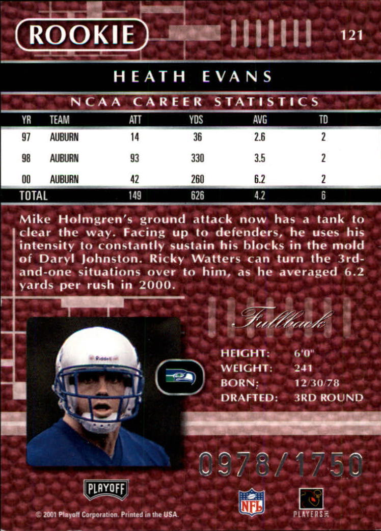 2001 Absolute Memorabilia (Playoff) Football Cards - Picture 63 of 92