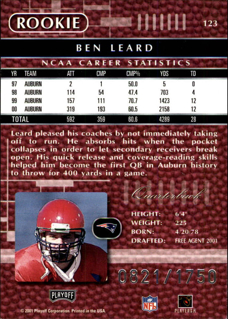 2001 Absolute Memorabilia (Playoff) Football Cards - Picture 67 of 92