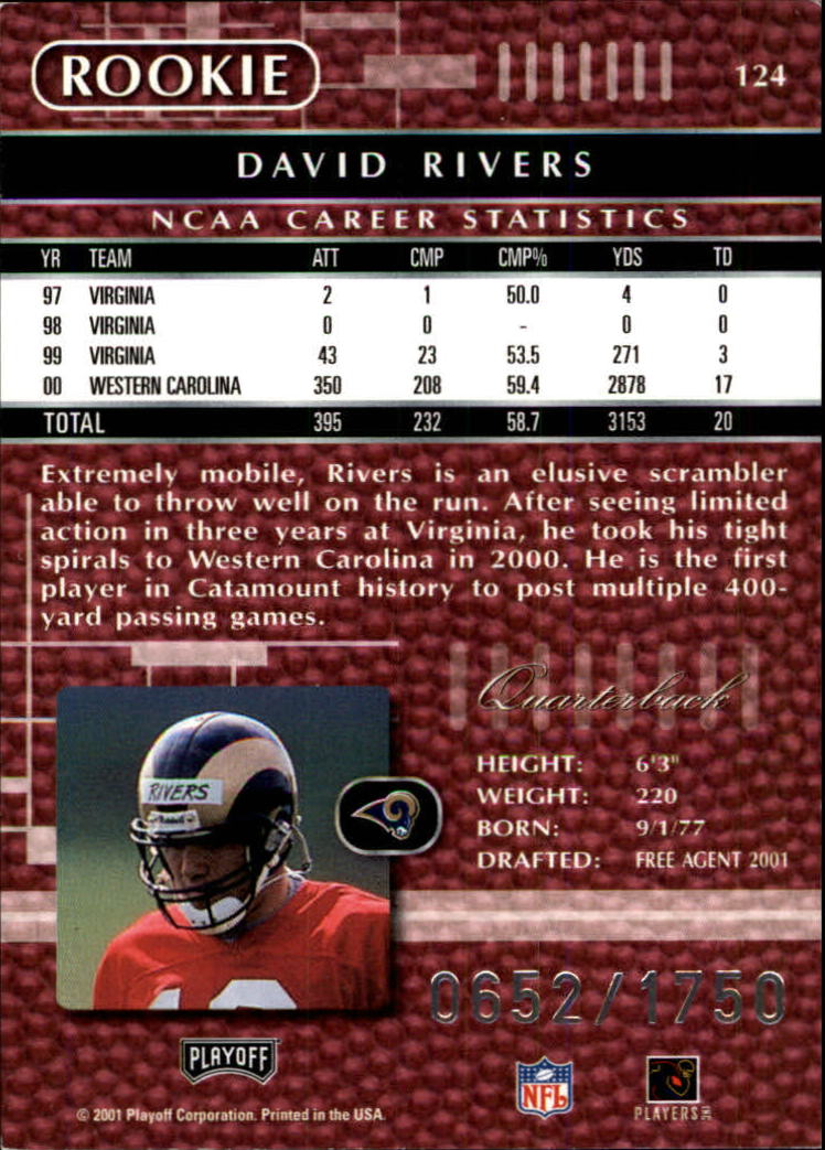 2001 Absolute Memorabilia (Playoff) Football Cards - Picture 69 of 92
