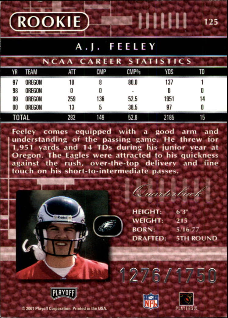 2001 Absolute Memorabilia (Playoff) Football Cards - Picture 71 of 92