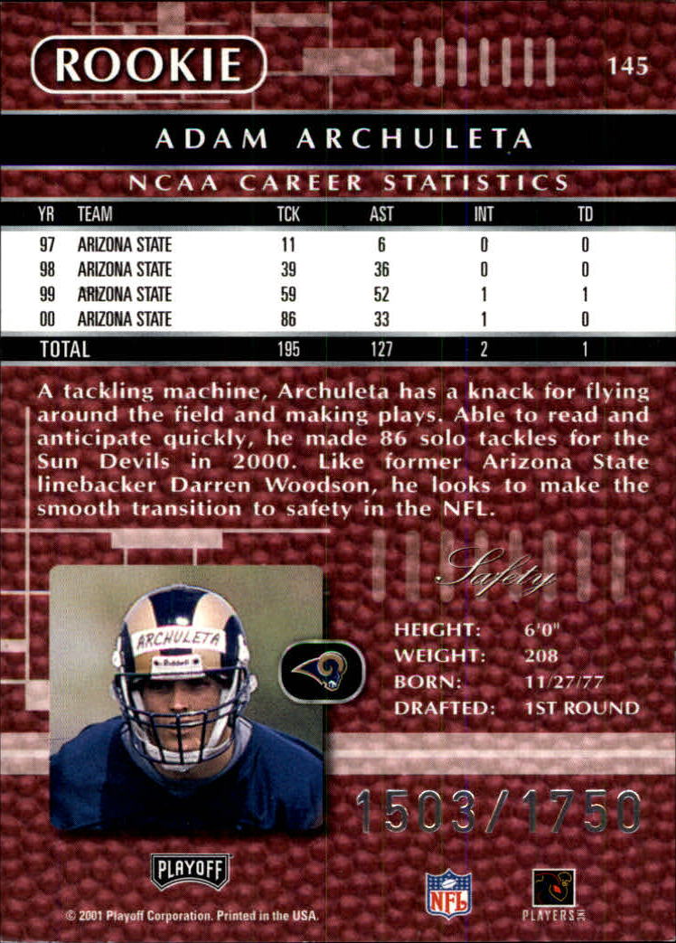2001 Absolute Memorabilia (Playoff) Football Cards - Picture 85 of 92