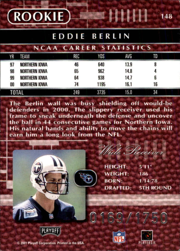 2001 Absolute Memorabilia (Playoff) Football Cards - Picture 91 of 92