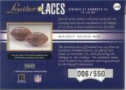 2001 Absolute Memorabilia Leather and Laces #LL28 Randy Moss back image