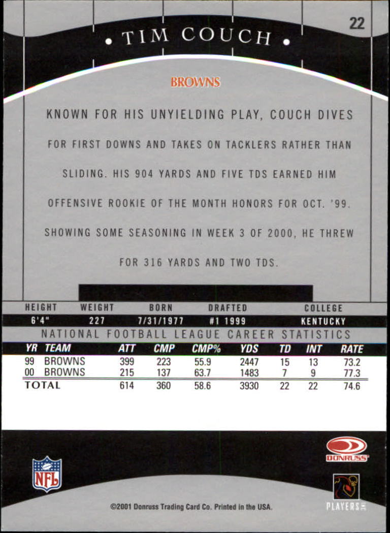 2001 Donruss Classics #22 Tim Couch back image