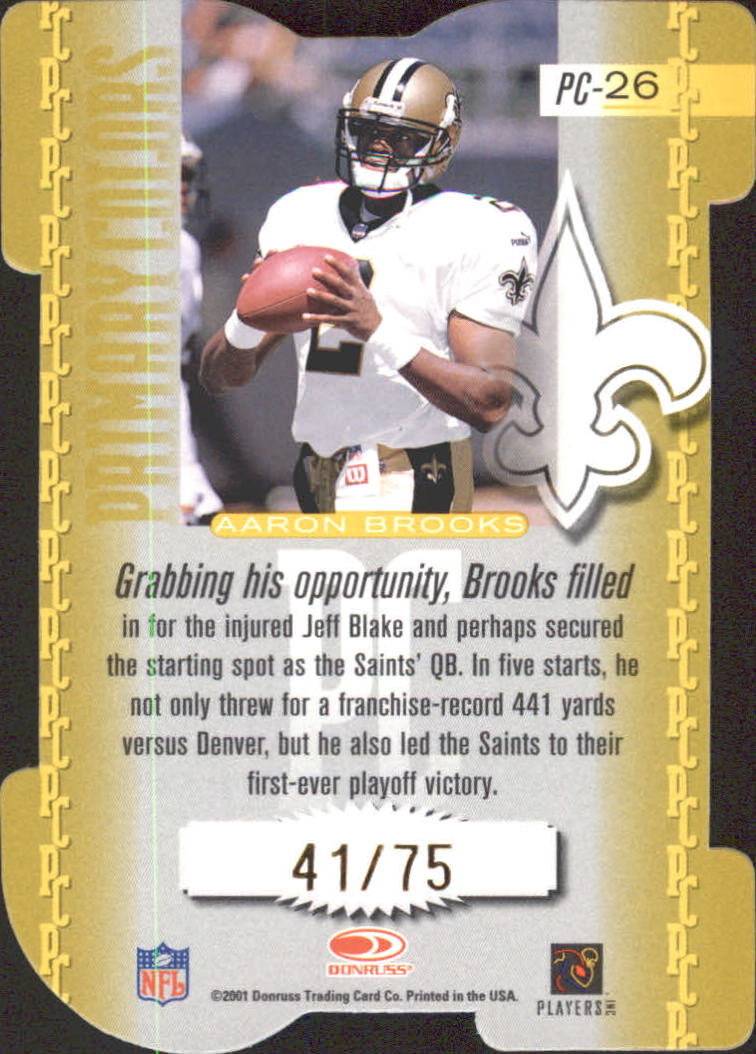 2001 Donruss Elite Primary Colors Die Cuts Yellow #PC26 Aaron Brooks back image