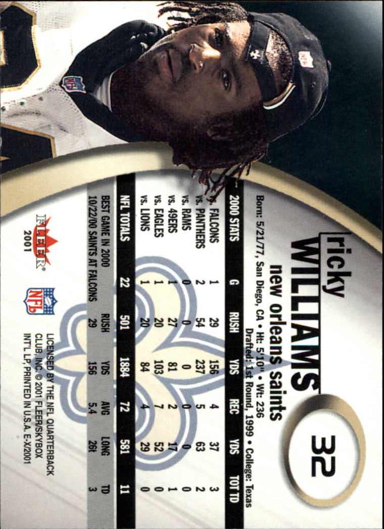 2001 E-X #32 Ricky Williams back image