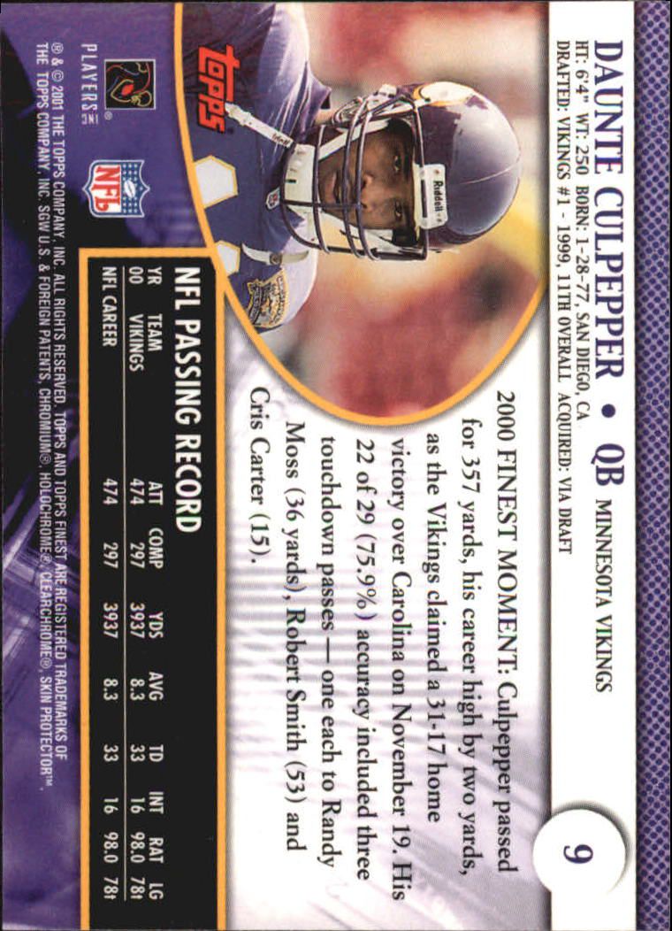 2001 Finest (Topps) Football Cards - Picture 11 of 154