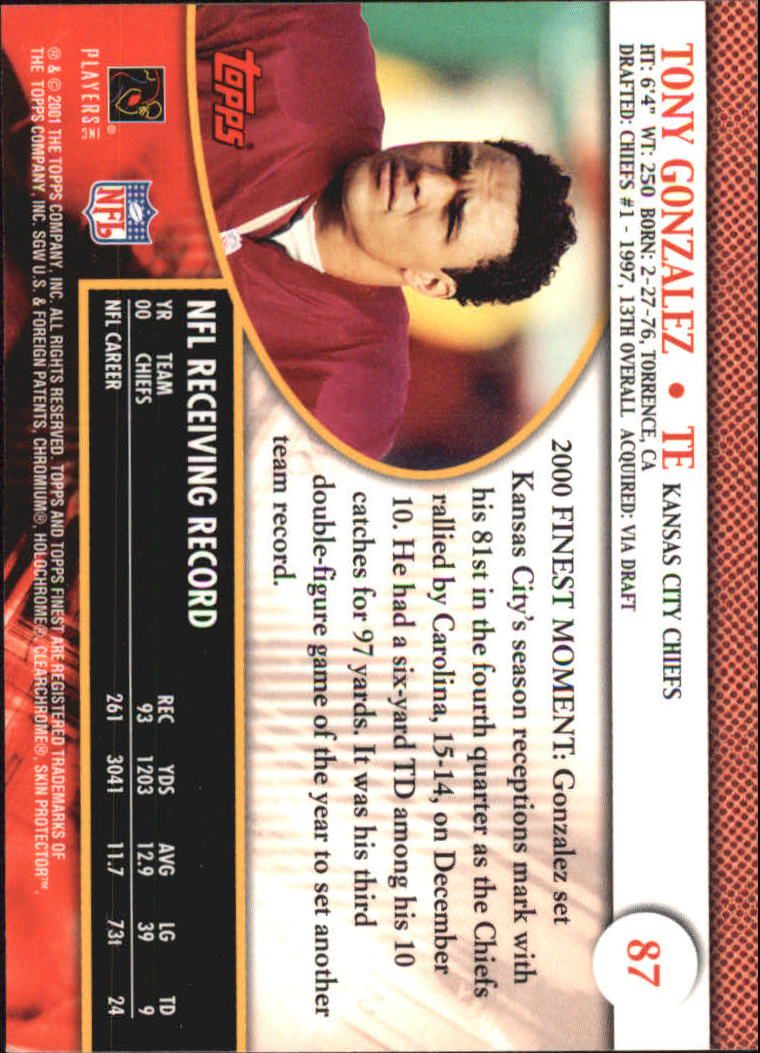 2001 Finest (Topps) Football Cards - Picture 126 of 154