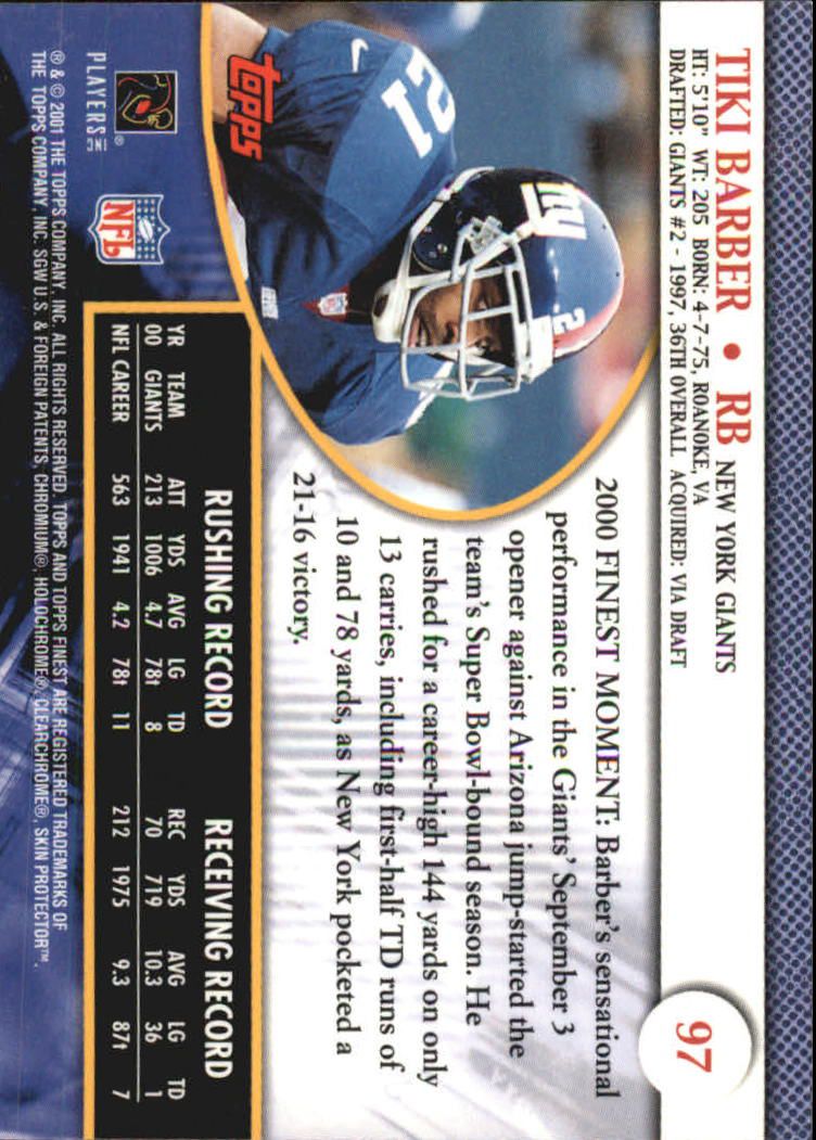 2001 Finest (Topps) Football Cards - Picture 140 of 154