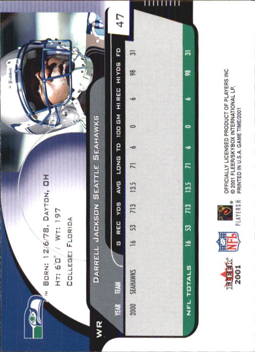 2001 Fleer Game Time #47 Darrell Jackson back image