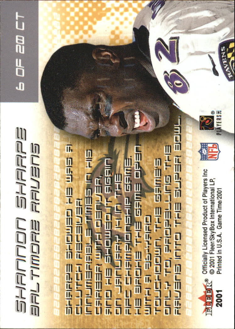 2001 Fleer Game Time Crunch Time #6 Shannon Sharpe