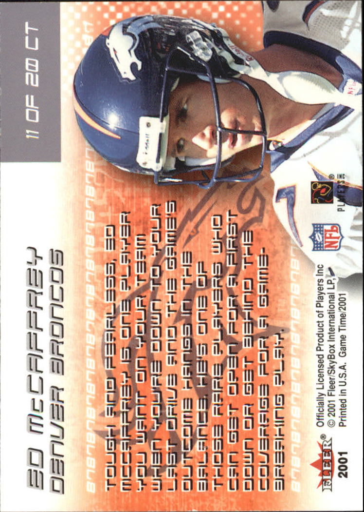 2001 Fleer Game Time Crunch Time #11 Ed McCaffrey
