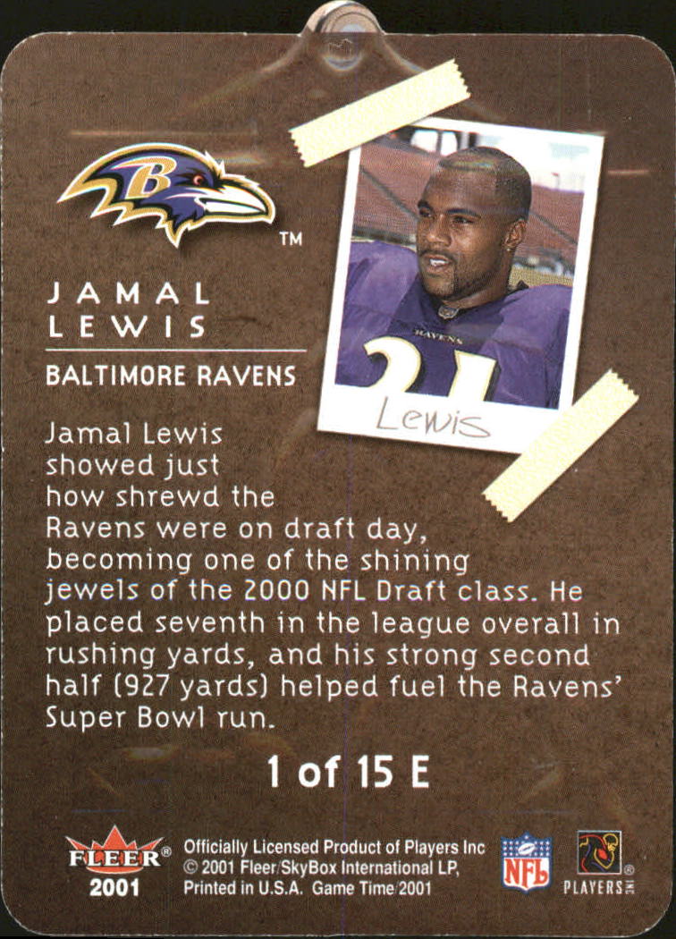 2001 Fleer Game Time Eleven-Up #1 Jamal Lewis back image