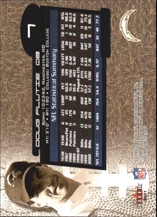 2001 Hot Prospects #7 Doug Flutie back image