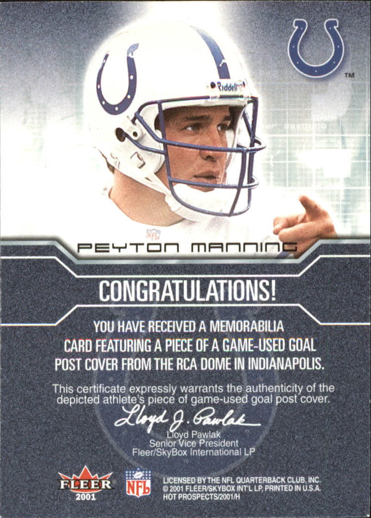 2001 Hot Prospects TD Fever #7 Peyton Manning back image