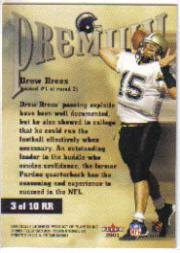 2001 Fleer Premium Rookie Revolution #3 Drew Brees back image