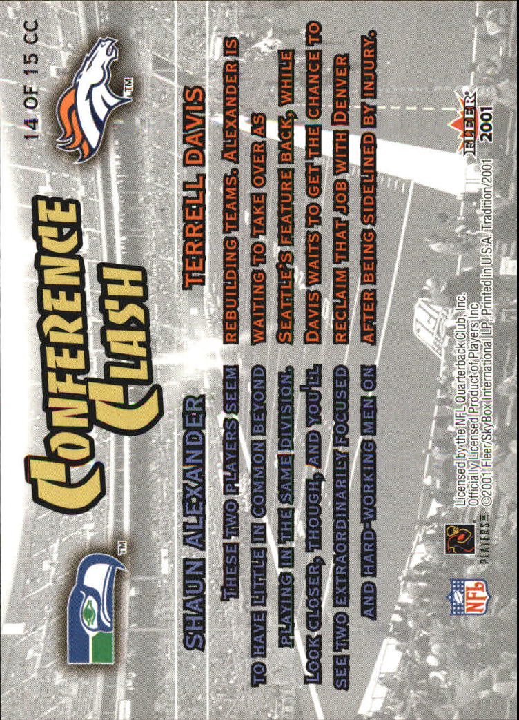 2001 Fleer Tradition Conference Clash #14 Shaun Alexander/Terrell Davis back image