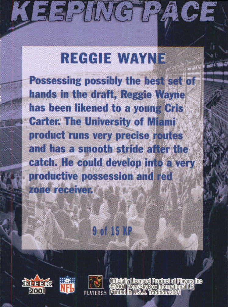 2001 Fleer Tradition Keeping Pace #9 Reggie Wayne back image