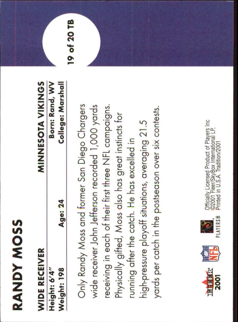A7343- 2001 Fleer Tradition FB #s 1-450 +Inserts -You Pick- 15+ FREE US SHIP - Picture 398 of 398