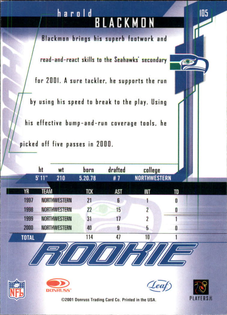 2001 Rookies and Stars (Leaf) Football "Main Set" Cards - Picture 205 of 257