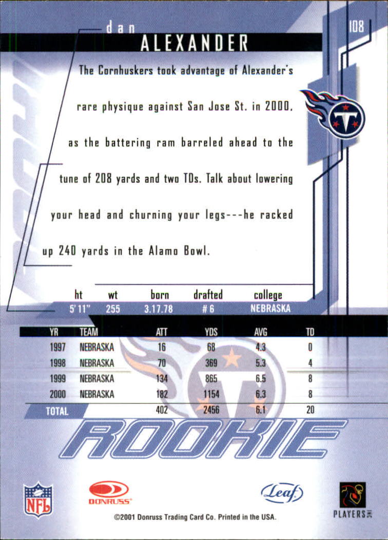 2001 Rookies and Stars (Leaf) Football "Main Set" Cards - Picture 207 of 257