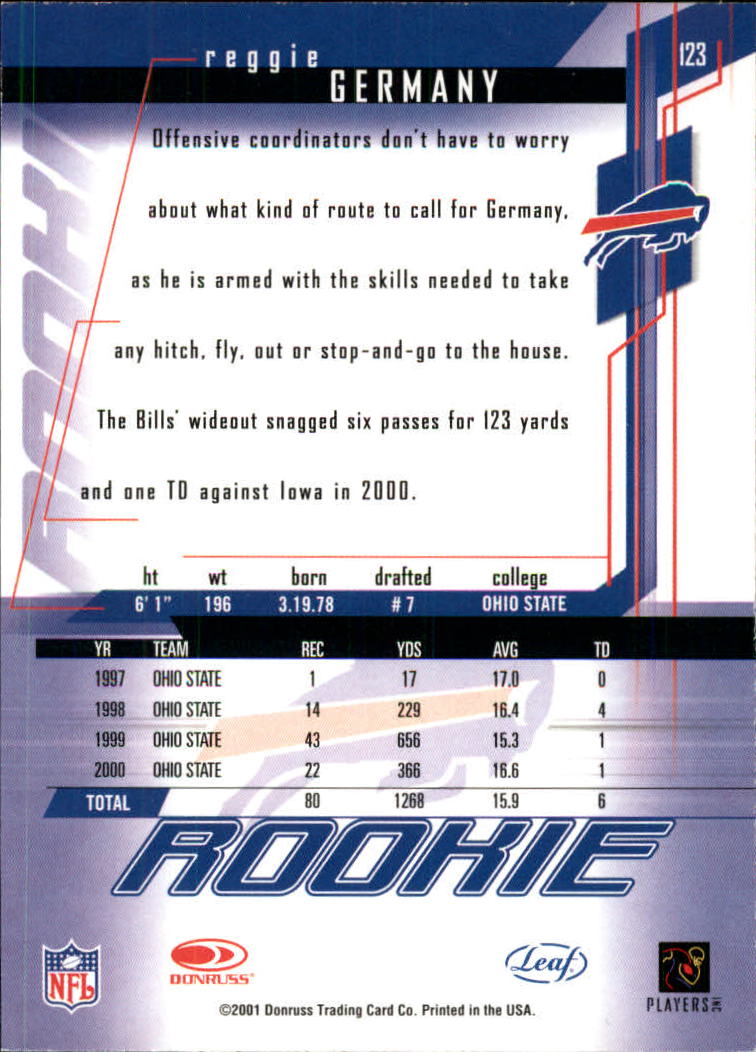 2001 Rookies and Stars (Leaf) Football "Main Set" Cards - Picture 213 of 257