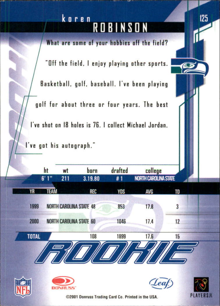 2001 Rookies and Stars (Leaf) Football "Main Set" Cards - Picture 215 of 257