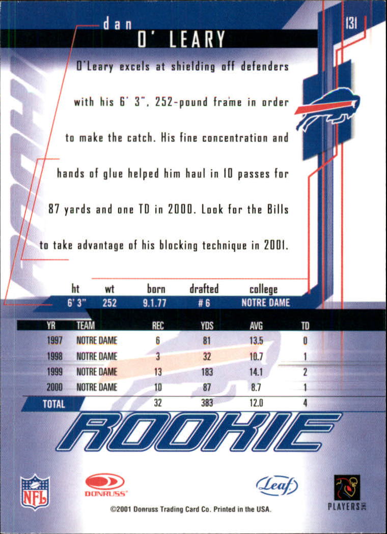 2001 Rookies and Stars (Leaf) Football "Main Set" Cards - Picture 217 of 257