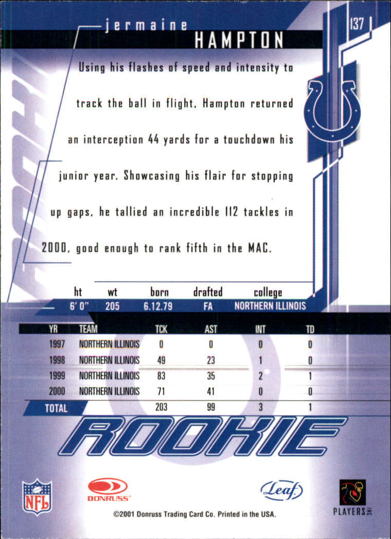 2001 Rookies and Stars (Leaf) Football "Main Set" Cards - Picture 219 of 257