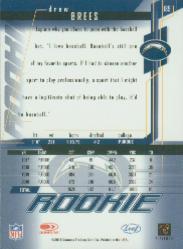 2001 Leaf Rookies and Stars #189 Drew Brees RPS back image