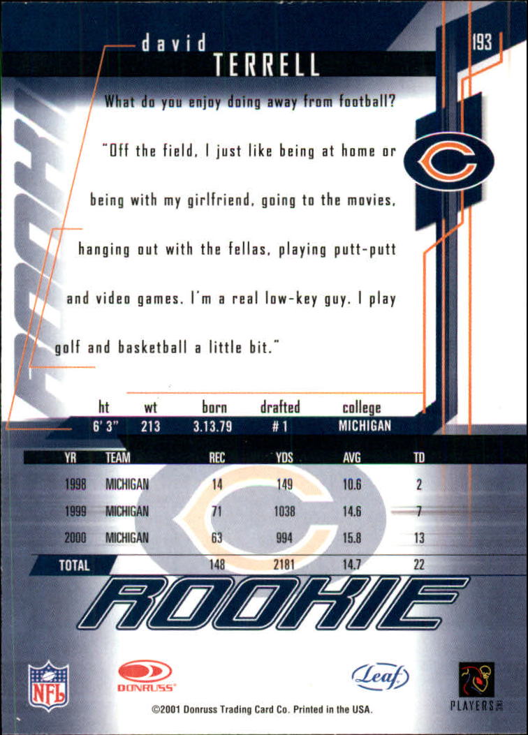 2001 Rookies and Stars (Leaf) Football "Main Set" Cards - Picture 255 of 257