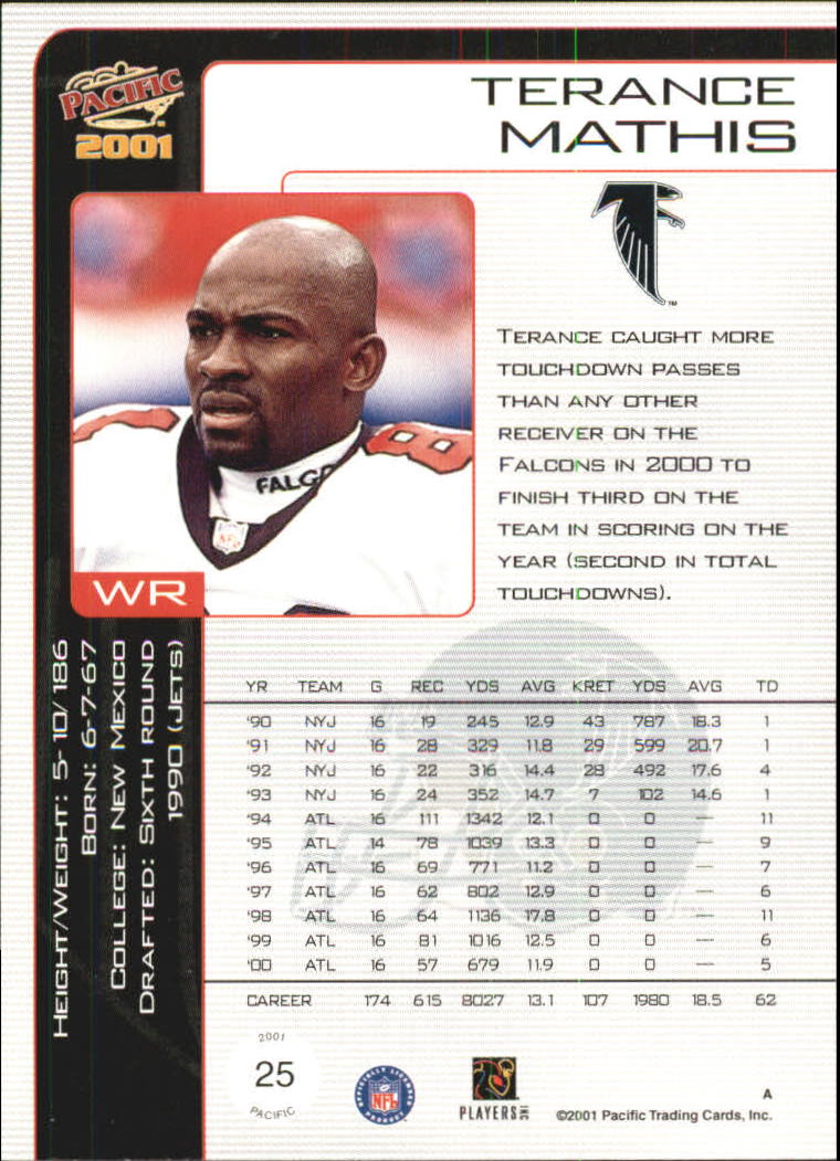 2001 Pacific #25 Terance Mathis back image