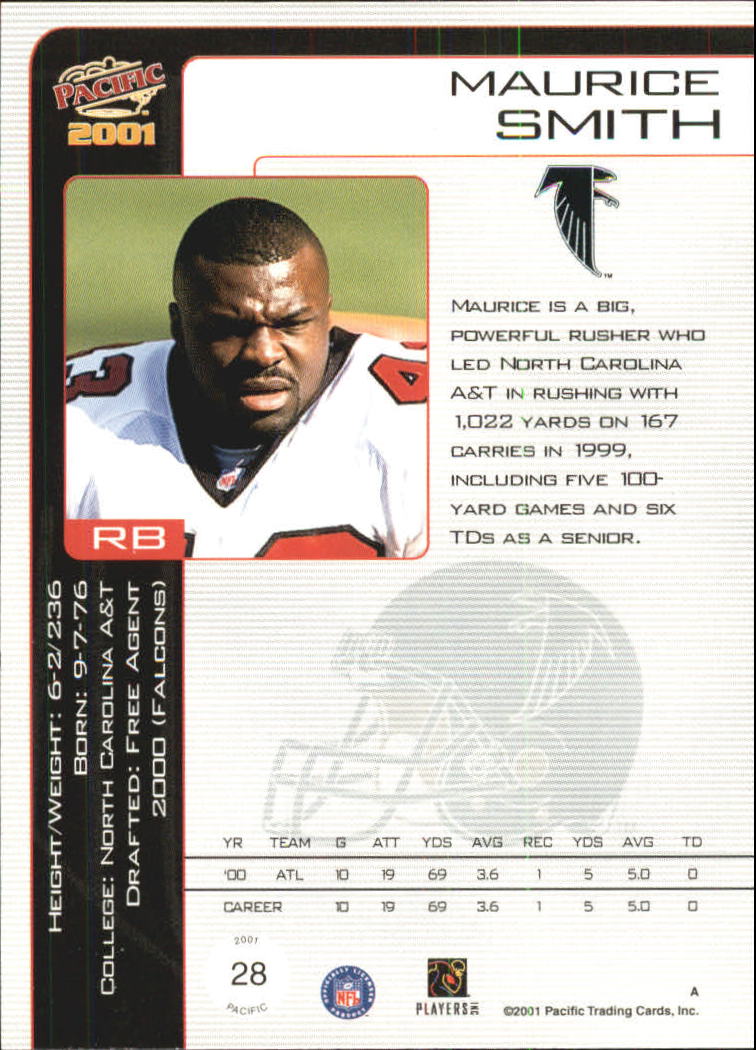 2001 Pacific #28 Maurice Smith back image