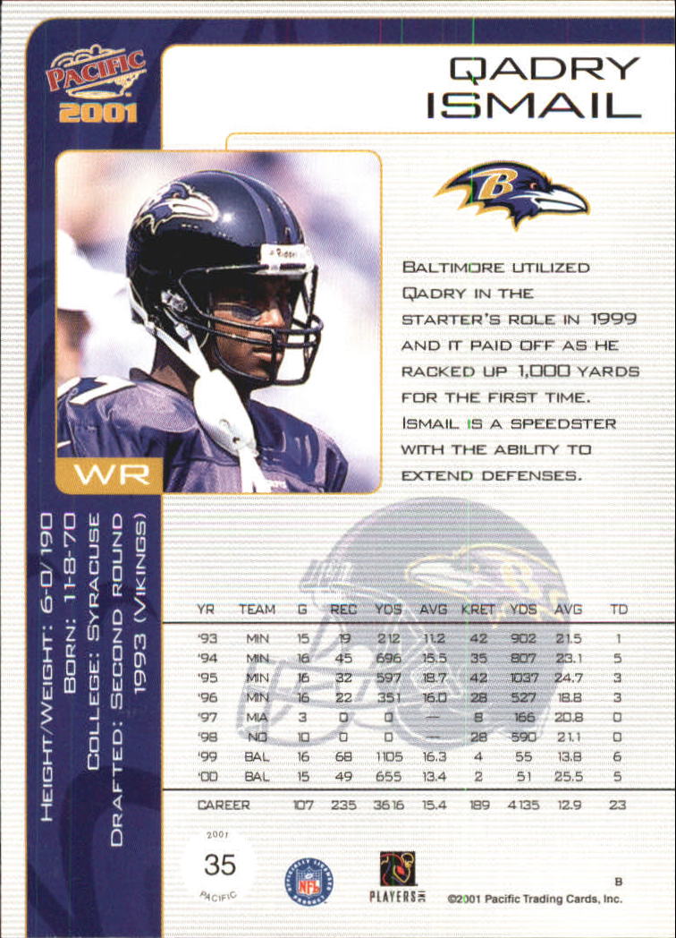 2001 Pacific #35 Qadry Ismail back image