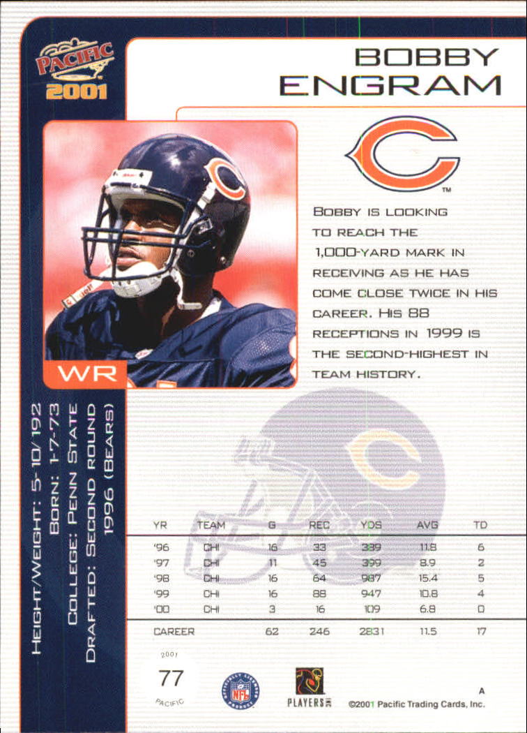 2001 Pacific #77 Bobby Engram back image