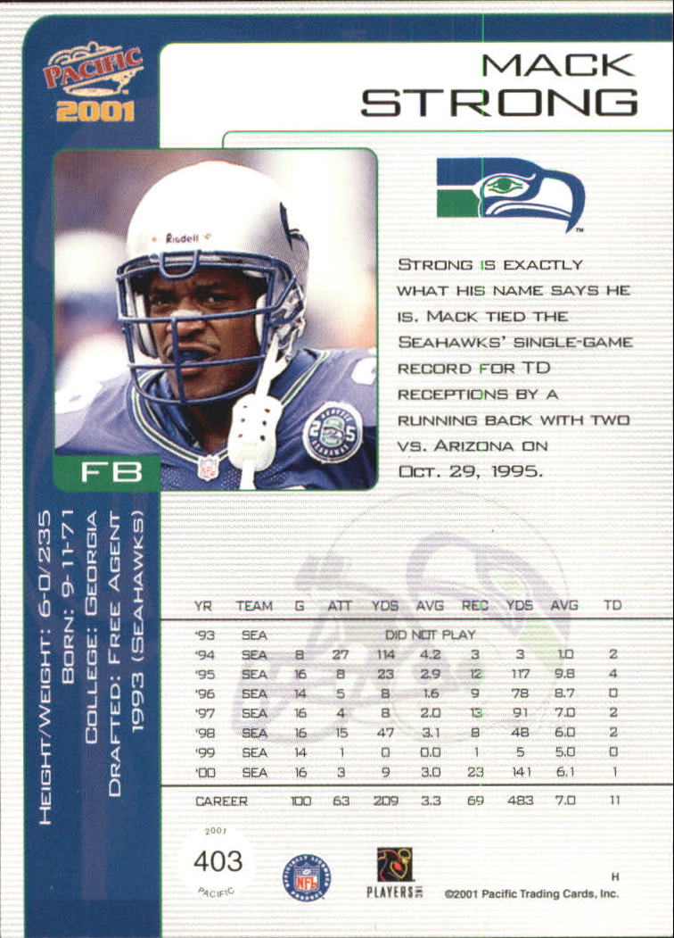 2001 Pacific Football Cards - Picture 29 of 45