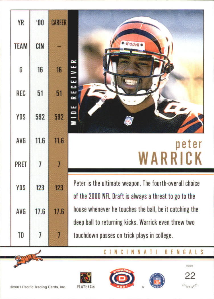 2001 Pacific Dynagon Retail #22 Peter Warrick back image