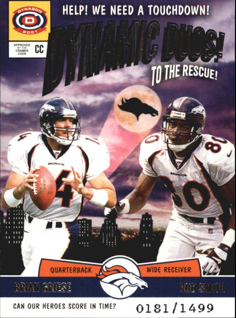 2001 Pacific Dynagon Dynamic Duos #8 Brian Griese/Rod Smith