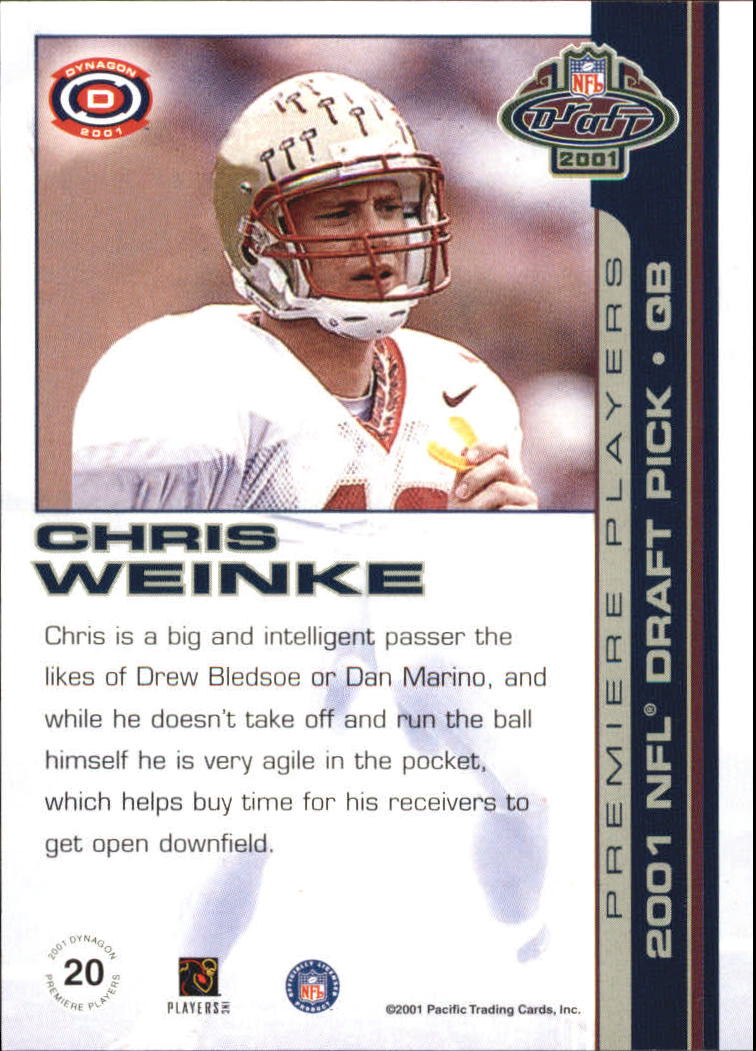 2001 Pacific Dynagon Premiere Players #20 Chris Weinke back image