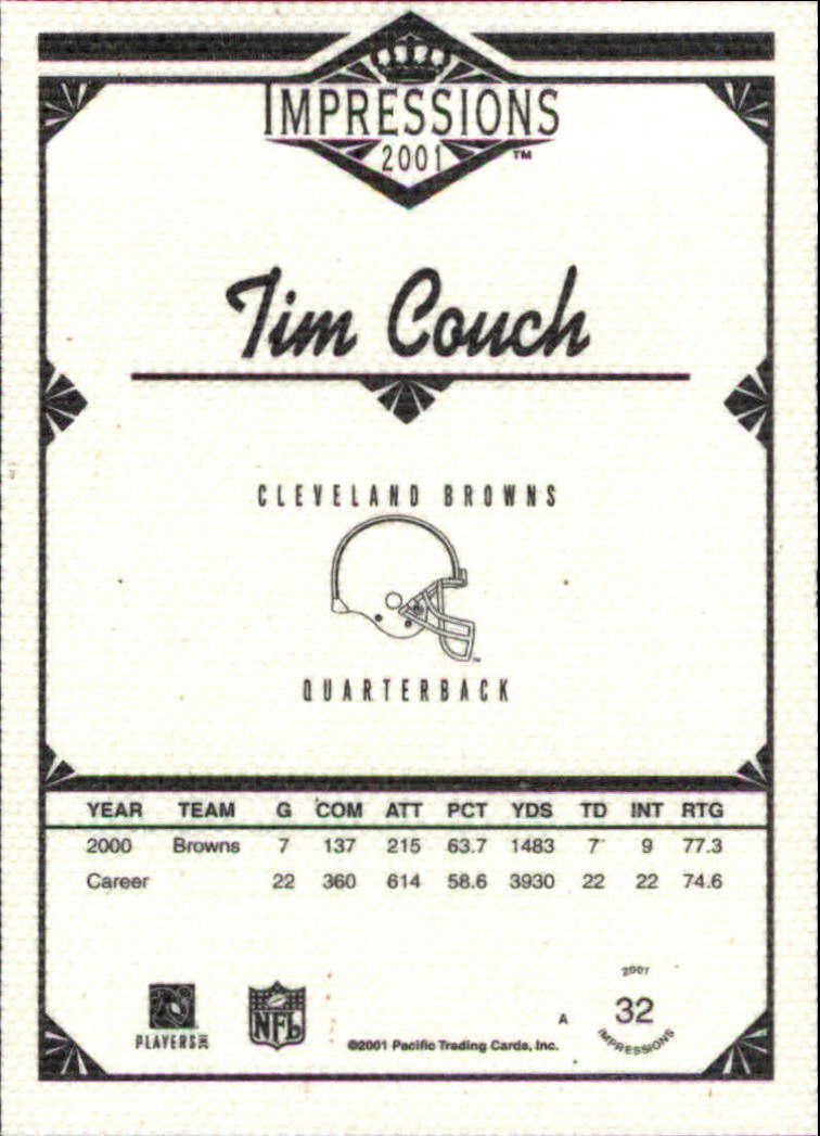 2001 Pacific Impressions #32 Tim Couch back image