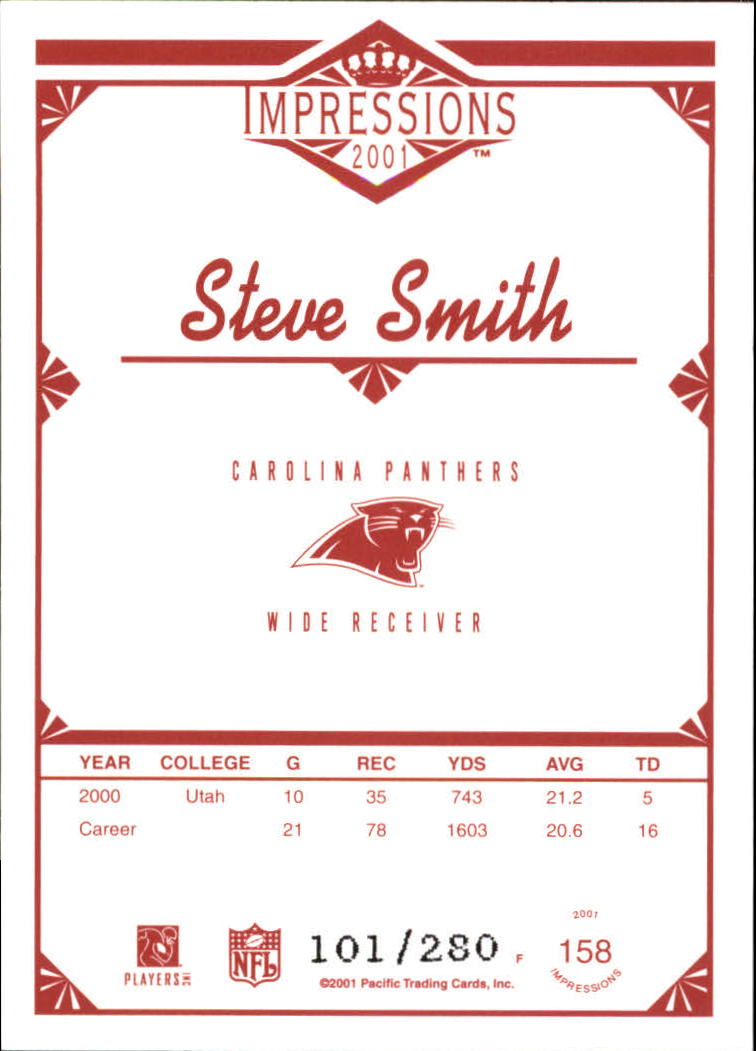 2001 Pacific Impressions Hobby Red Backs #158 Steve Smith back image