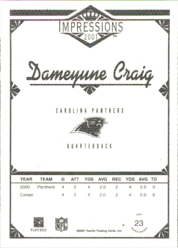 2001 Pacific Impressions Premiere Date #23 Dameyune Craig back image
