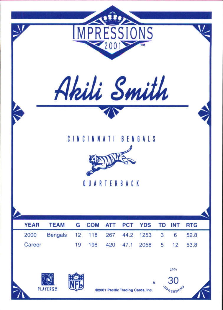 2001 Pacific Impressions Retail #30 Akili Smith back image