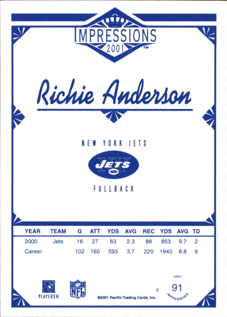 2001 Pacific Impressions Retail #91 Richie Anderson back image