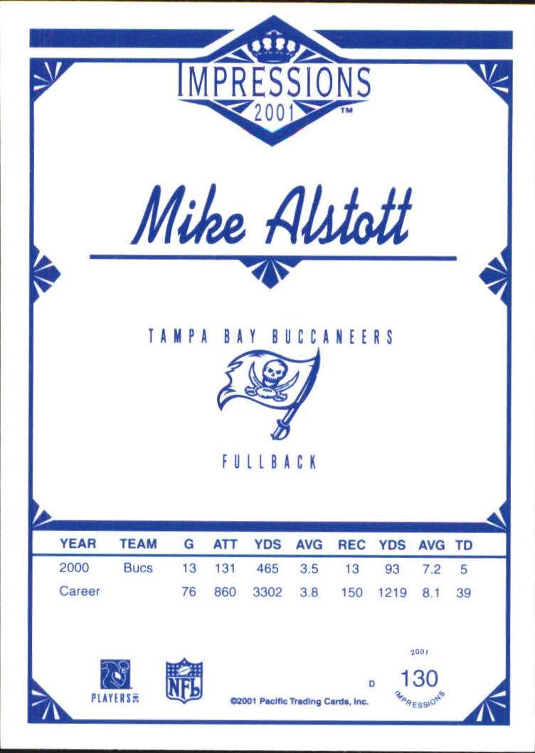2001 Pacific Impressions Retail #130 Mike Alstott back image
